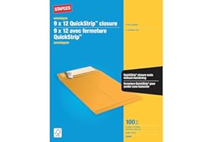 Staples Kraft Catalogue Envelopes with QuickStrip Closure - 9" x 12" - Brown - 100 Pack