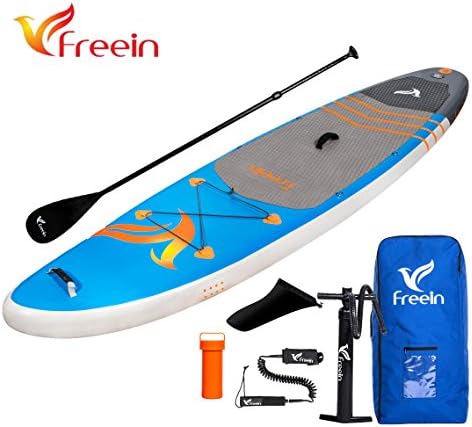 Inflatable Paddle Board, 6” Thick Inflatable Stand Up Paddle Board, 11’ Long All Around SUP Board with Pump, Paddle, Fin, Leash, Repair Kit and Carry Backpack, by FreeinBoard