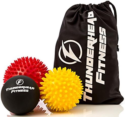 Massage Balls for Trigger Point Therapy, Myofascial Release, Plantar Fasciitis Relief, Muscle Pain, Deep Tissue Neck, Back &amp; Foot Massager - Pressure Points – (2) Spiky Balls &amp; (1) Lacrosse Ball