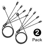 JASTEK 2Pack Charging Multi Cables, 3.3 ft (1M) 4 in 1 Braided Multiple Charging Cable Alluminum Adapter Connector with Type C, 2x 8 Pin Lighting, Micro USB for Universal Use - Black