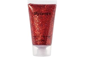 Mysense Red Body Glitter Gel, Singer Concerts Face Glitter Makeup, Music Festival Rave Face Eye Hair Accessories, Chunky Glitter Mermaid Sequins, Sparkling Glitter Face Paint for Women, 30g