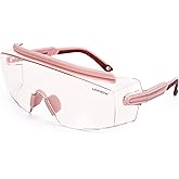 UKNOW Safety Goggles Over Glasses, Safety Glasses Anti Fog Wraparound Eye Protection, Protective Eyewear ANSI Z87.1