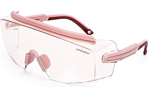 UKNOW Safety Goggles Over Glasses, Safety Glasses Anti Fog Wraparound Eye Protection, Protective Eyewear ANSI Z87.1