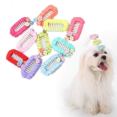 Pssopp 10Pcs Pet Hair Clips Cute Flower Pet Topknot Lovely Cats Dogs Hairpins Pet Grooming Headwear Pet Hair Accessories