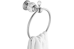 Wall Mounted Towel Ring for Bathroom, Zinc Alloy Towel Holder for Crystal Style Fixtures, 17.5 cm, Includes Screws, for Livin