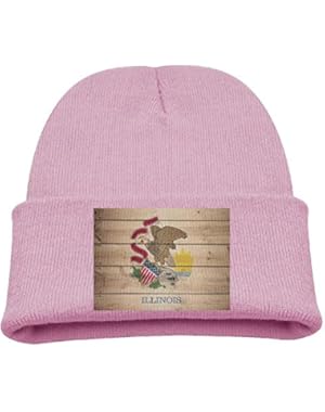 Flag Of Illinois Kid's Hats Winter Funny Soft Knit Beanie Cap children Unisex