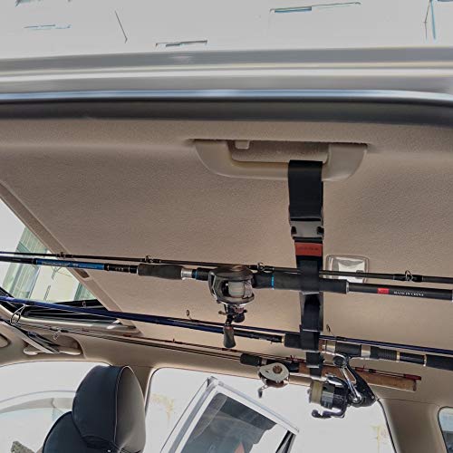 Balight Portable Fishing Rod Holder Fly Fishing Vehicle Car Rod Holder Belt Strap Fishing Pole Rack Bracket with Suction Cup Fishing Accessories Tackle Useful - Thumbnail 6