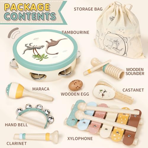 Lehoo Castle Montessori Enfant Jouet Instrument de Musique 1 2 3 Ans, Bebe Cadeau Jeux Xylophone Musicaux en Bois, Bebe Jouet Cadeau Fille Garçons