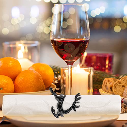 Napkin Rings Set of 4 Black Bulk for Wedding Party Holiday Thanksgiving Christmas Everyday Home Table Decoration Accessory Adornment
