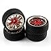 SkyQ 1/10 Scale On Road Car RC Wheels and Tires Tyre for HSP HPI HIMOTO Red Plated Pack of 4