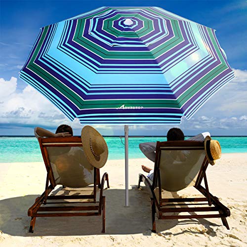 MOVTOTOP Beach Umbrella, 6.5ft Patio Umbrella with Tilt Mechanism
