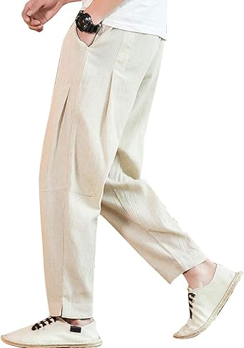 mens baggy linen trousers uk