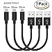 Type C Cable, AOKER 3Pack 30cm (12inches) Short Nylon Braided Fast Type C Charging Cord for Samsung Galaxy S8, S8 Plus , ZTE Zmax Pro Z981, Google Pixel/Pixel XL, Nexus 6p, LG G6 (Black)