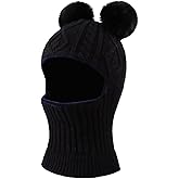 Winter Baby Knitted Hat Scarf Kids Boys Girls Hood Hats Toddler Earflap Beanie with Pompom