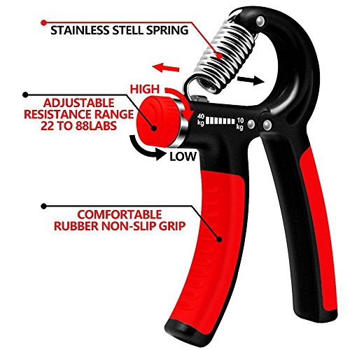 Kootek 2 Pack Hand Grip Strengthener Strength Trainer Adjustable Resistance 22-88 Lbs Arm Hand Exerciser Non-slip Gripper for Athletes Pianists Kids (2PCS)