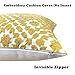Slow Cow Embroidery Decor Throw Pillow Cover Yellow Decorative Cushion Cover 18x18 Inches