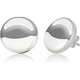 925 Sterling Silver Ball & Triangle Stud Earrings for Women | Hypoallergenic Triangle Polished Silver Stud Earrings with Secure Pushbacks | Lightweight Button Silver Ball Earrings by MAX + STONE