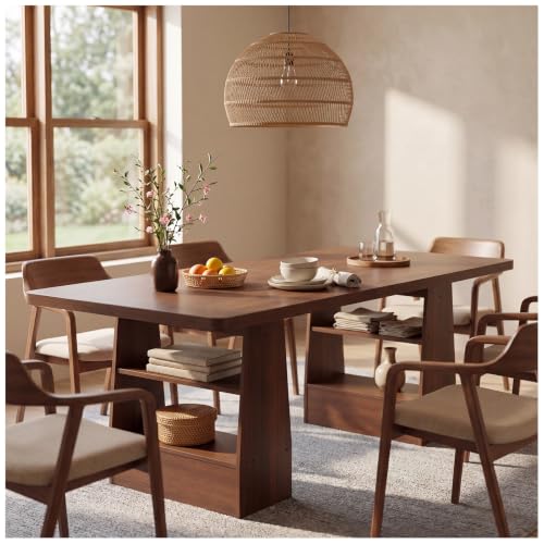 Simple Wisdom 160×80CM Comedor,Grande Mesa Comedor,Comedores Modernos,Estilo Industrial Mesa de Comedor,Patas de Alta Resistencia,para 6-8 Personas.(Nuez)