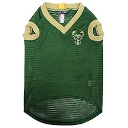 Pets First NBA MILWAUKEE BUCKS DOG Jersey, Large