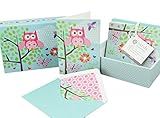 10 Blank Inside Note Cards & Matching Envelopes w/ a Cute Keepsake Box “What a Hoot” – Owl Cards, Thank You Stationery Cards, Invitation Greeting Cards