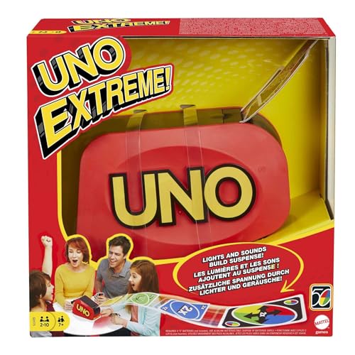 Mattel Games UNO Extrême Jeu de Cartes avec Lanceur, 7+ Ans, 2-10 Joueurs