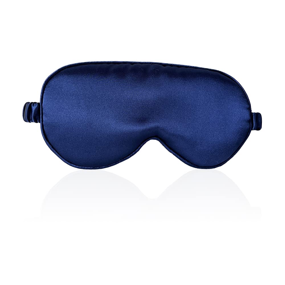 Sleep Mask 100% Mulberry Silk Eye Mask, Blinder for Total Blackout & Zero Pressure,Eye Mask for Sleeping with Travel Pouch & 2 Ear Plugs for Side Sleepers, Men & Women(Blue)
