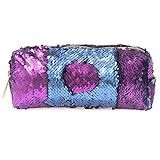 ICOSY Sequin Pencil Case Mermaid Cosmetic Bags Sparkly Pencil Bag Girls Brush Organizer Reversible Sequin Pencil Pouch Glitter Makeup Bags for Women