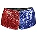 HDE Women's Red and Blue Metallic Sequin Booty Shorts for Harley Misfit Halloween Costume (Red and Blue, X-Large)