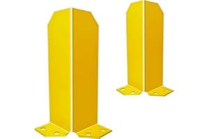 BIGalleons Pallet Rack Post Protectors 12" Height Steel Pallet Rack Guard, Safety Yellow Pallet Edge Protectors (2 Packs)