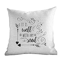 Matt Flowe Colorful Throw Pillow,It is Well with My Soul,Doodle Style Positive Inspirational Quote with Swirls Heart Arrows,Black White,Polyester Pillow Covers with Zipper18 x18