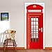 Fymural 3D Telephone Booth Door Wall Mural Wallpaper Stickers Vinyl Removable Decals for Kid Baby Room Decoration 30.3x78.7