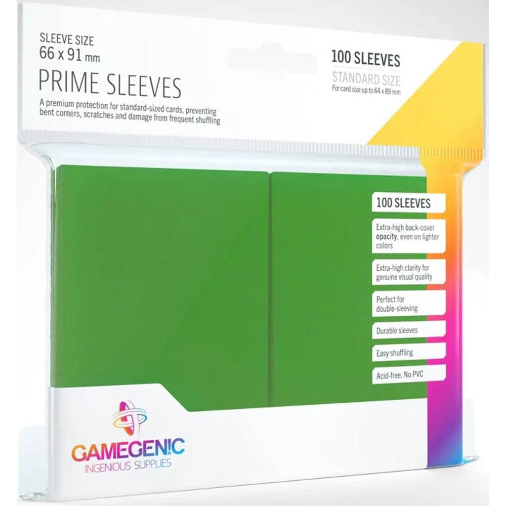 Gamegenic Prime Sleeves (100-Pack) 66 x 91mm Standard, Trading Card Accessory, Matte Green