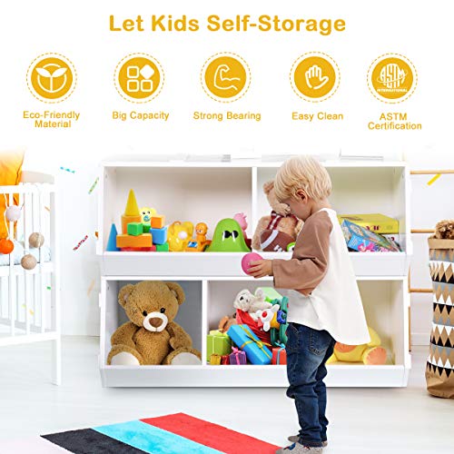 Giantex Kids Toy Storage Bins Children Collection Shelf MultiBin
