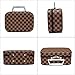 Travel Makeup Bag with Mirror Premium Vegan Designer Make Up Bag Organizer Train Case for Women PU Vegan Leather Cosmetic toiletry Travel bag (Brown)