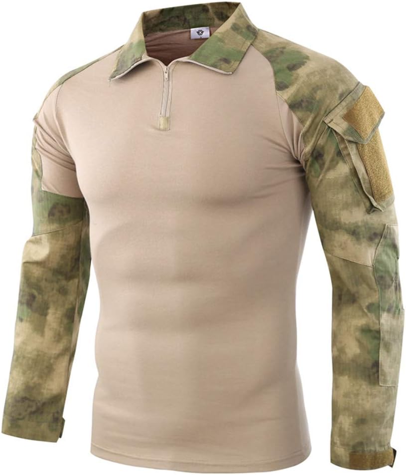 TOMITANY DXdesign Tactical 1/4 Zip Combat Long Sleeve 2 Choice of T-Shirt/Set Slim Fit Hunting Military Uniform Dry Quick
