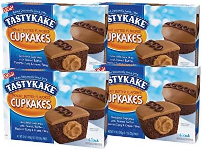 Tastykake Cupkakes in Your Choice of Four Varieties Family Size 6 Pack- A Philadelphia Baking Institution (Peanut Butter, 4 Pack)