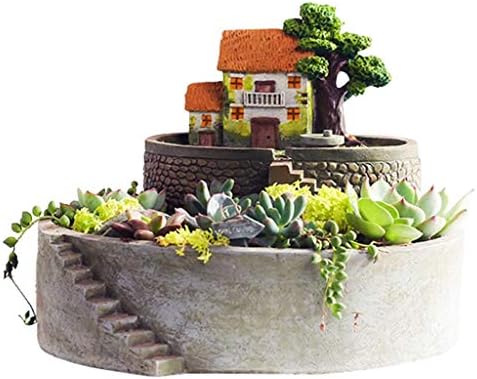 Idyllic Broken can of Succulent Flowerpot Craft Ornaments Balcony Courtyard Micro Landscape Desktop Decoration Matching Props Design (Color : Gray, Size : 2822cm/114inch)