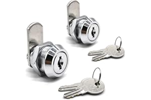NIANNIAN 2Pack Cabinet Cam Lock 5/8 Inch Tubular Cam Locks Keyed Alike with Chrome Finish for Vending Machine Truck Pickup Tool Box Mailbox ATM Replacement Lock
