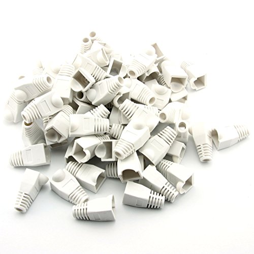 YXQ 100 Pcs Cat5E CAT6 RJ45 Ethernet Network Cable Strain Relief Boots Cable Connector Plug Cover (white)