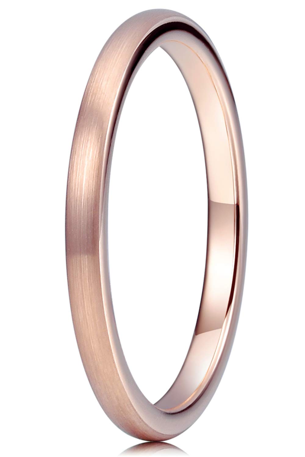 THREE KEYS JEWELRY Mens Women Rose Gold Tungsten Wedding Rings 2mm 4mm 6mm  8mm Brushed Engagement Bands