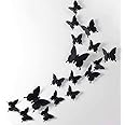 24pcs 3D Butterfly Removable Mural Stickers Wall Stickers Decal for Home and Room Decoration (Black)