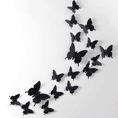 Download Buy 24pcs 3d Butterfly Removable Mural Stickers Wall Stickers Decal For Home And Room Decoration Black Online In Turkey B06xq9w5bc