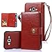 TabPow Galaxy J7 Case, 10 Card Slot - ID Slot, Button Wallet Folio PU Leather Case Cover with Detachable Magnetic Hard Case for Samsung Galaxy J7 J700 (2015) - Brown