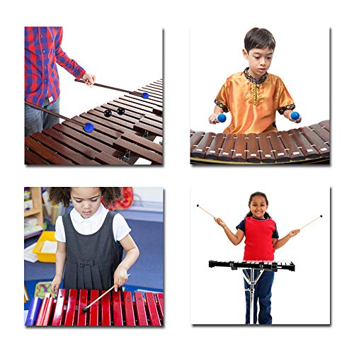 ONEST Marimba Mallets 1 Pair Medium Hard Yarn Head Marimba Mallets and 1 Pair Rubber Mallets Sticks with Wood Handle for Percussion Bell Glockenspiel - Thumbnail 6