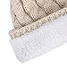 GRAMONI Women's Winter Ribbed Knit Faux Fur Pompoms Chunky Lined Beanie Hats for Christmas (Single-Cream)