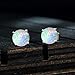White Created Opal Stud Earrings Round Cut Earrings For Women(8MM) …
