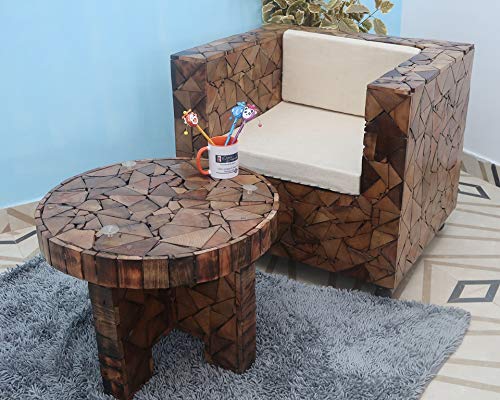 Onlineshoppee Bloque De Madera Wooden Round Foldable Coffee