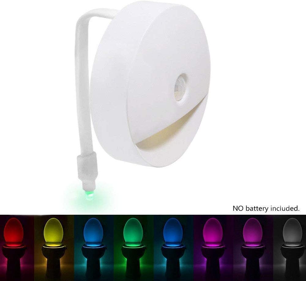Toilet Light Motion Activated LED Toilet Night Light 2 Modes 8 Colors Changing Inside Toilet Motion Sensor Glow Bowl Night Lights (White)