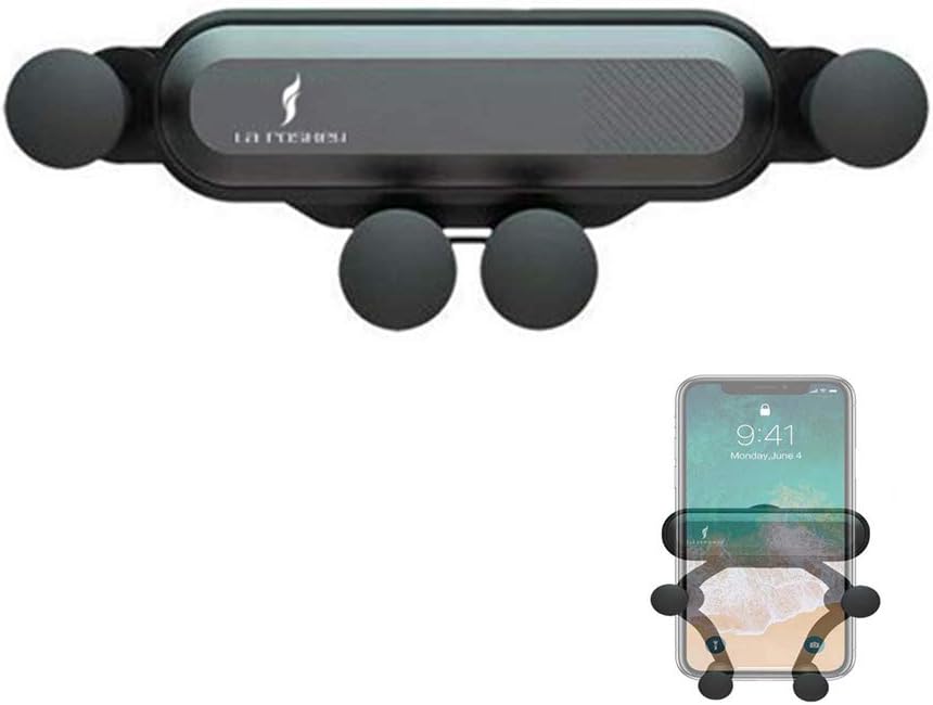 Car Phone Mount Air Vent, La Roskey Smart 4-Point Support Car Mount Phone Holder, Universal Gravity Auto Grip Cell Phone Holder Stand Clip for 4.7 to 6.5 inches Smartphones iPhone XS Max etc (Black)