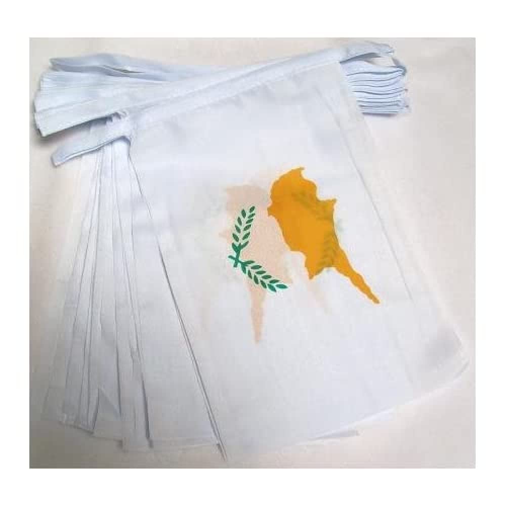 AZ FLAG Cyprus Bunting Flag, 20 Ft Garland with 20 Small Cypriot Flags 8'' x 6'', 100% Polyester String Pennant, 6 meters โ image 1